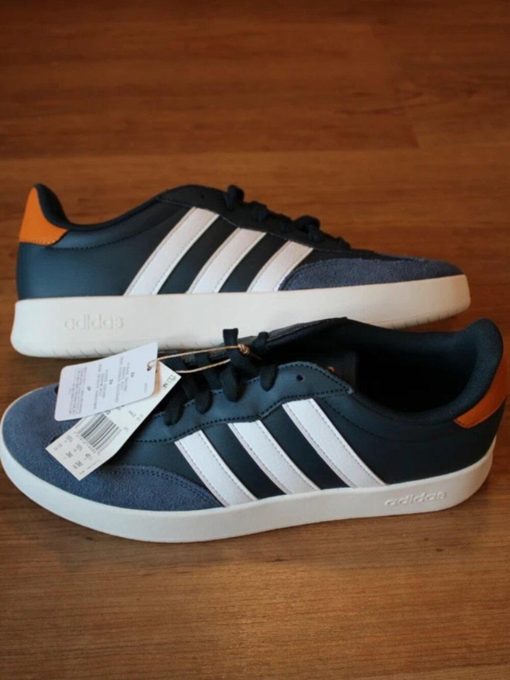 adidas Men's Barreda Fashion Sneakers, Navy Blue & Orange, Size 11
